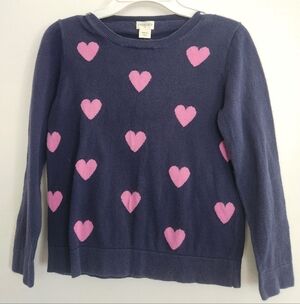 Crewcuts Girls' Allover-heart Sweater Size Medium 8-9